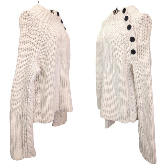 Zadig & Voltaire Défilé Colette Oversized Chunky Wool Knit Button Neck Sweater - Picture 5 of 13